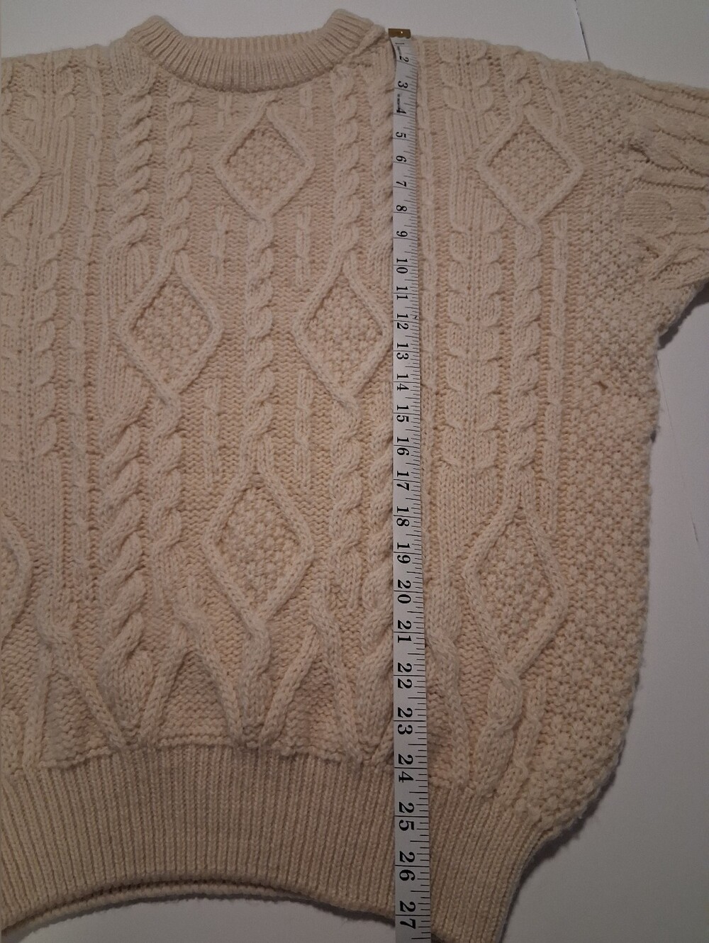 VTG James Pringle Men's Small Wool Sweater Cable Knit Fishermans Aran Scotland - Picture 9 of 10